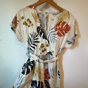 Tropical Print Romper w/ Pockets
